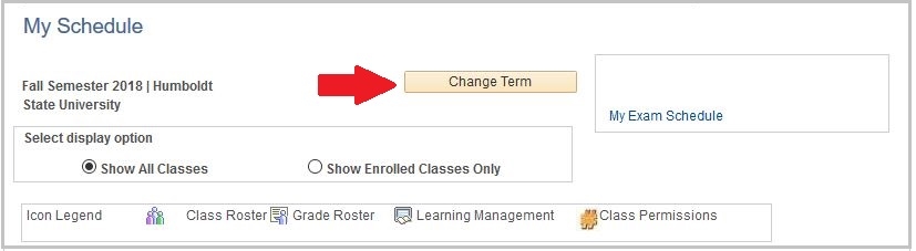 My Schedule window with Change Term button