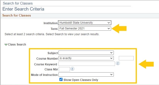 Subject, Course Number, Course Keyword, Class Nbr, Mode of Instruction