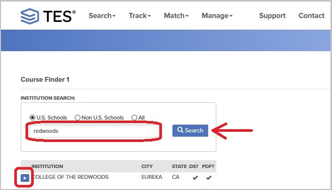 Institution Search by U.S Schools or Non-U.S. Schools